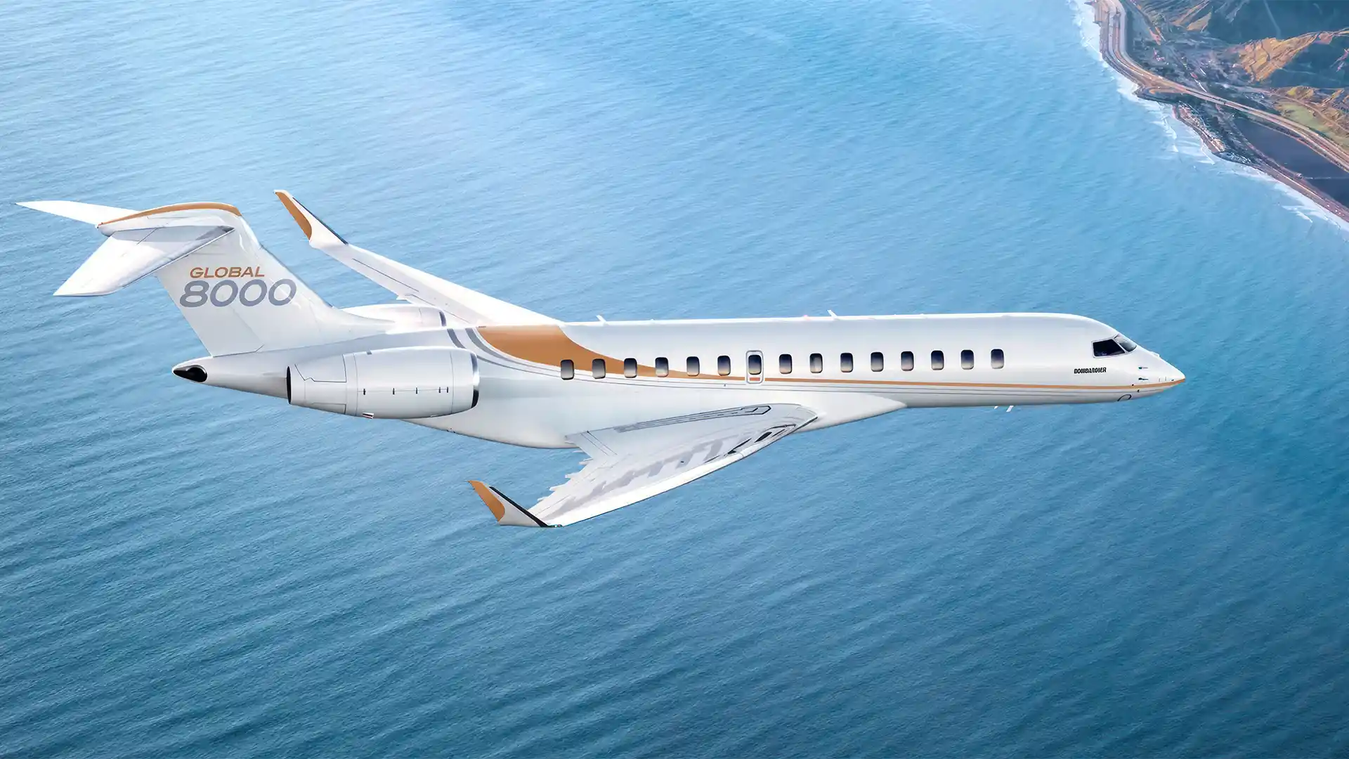 Bombardier Global over the coast